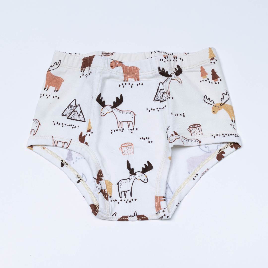 Forest Briefs Pack—a set of three classic, organic cotton underwear for boys